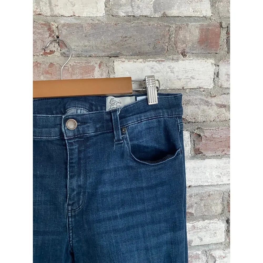 Cosmic Blue Love Women's Raw Hem Flare Jeans Dark Wash Size 31
